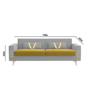 Ivary 3 Seater Sofa Set for Living Room (Black Colour) Premium Fabric Sofa