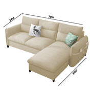 Andon 4 Seater L Shape Sofa Set for Living Room (Cream Fabric) Right Side Sofa