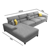 Anver 5 Seater L Shape Sofa Set for Living Room (Grey) Left Side