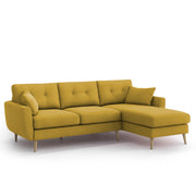 Lizel RHS 4 Seater L Shape Sofa Set for Living Room (Yellow Fabric) Premium Velvet Fabric Sofa