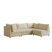 Lenser L Shaped Sofa Set for Living Room (Cream Fabric) Premium Fabric Sofa Set