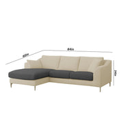 Cortina LHS 4 Seater L Shape Sofa Set for Living Room (Cream Black Fabric) Premium Fabric Sofa
