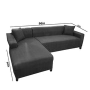 Atlanci 6 Seater L Shape Sofa Set for Living Room (Black Fabric) Left Side