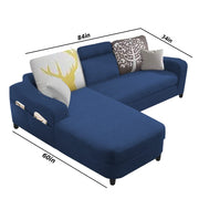 Amanda LHS 4 Seater L Shape,Sofa Set for Living Room (Blue Fabric)