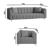 Casaliving Eren 3+1+1 Seater Sofa Set for Living Room (Black Colour Fabric) Premium Fabric Sofa Set for Living Room