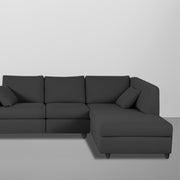 Dorian RHS 4 Seater L Shape Sofa Set for Living Room (Black Fabric) Premium Fabric Sofa