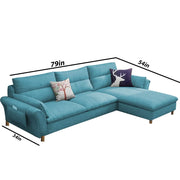 Hudson 4 Seater L Shape Sofa Set for Living Room (Blue Fabric) Right Side