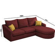 Shrank Round Lounger L Shape 4 Seater Sofa Set for Living Room (Maroon) Fabric Sofa | RHS