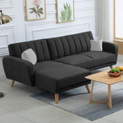 Rino LHS 4 Seater L Shape Sofa Set for Living Room (Black Fabric)