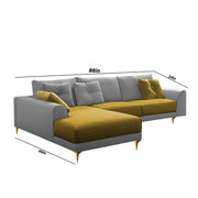 Viva LHS 6 Seater L Shape Sofa Set for Living Room (Yellow Grey) Premium Fabric Sofa