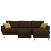Lizel RHS 4 Seater L Shape Sofa Set with Center Table for Living Room (Brown Fabric) Premium Velvet Fabric Sofa