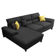 Anver 4 Seater L Shape Sofa Set for Living Room (Black) Left Side
