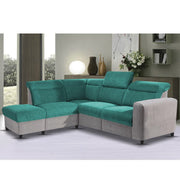 Nanzy 4 Seater L Shape Sofa Set for Living Room | Colour (Turquise Grey) Left Side
