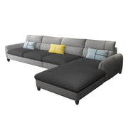 Francis 6 Seater Sofa Set for Living Room (Black Grey Fabric) Right Side Sofa