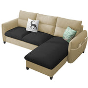 Andon 4 Seater L Shape Sofa Set for Living Room (Cream Black Fabric) Right Side Sofa