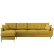 Lizel LHS 6 Seater L Shape Sofa Set with Center Table for Living Room (Yellow Fabric) Premium Velvet Fabric Sofa