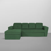 Elvi LHS 6 Seater L Shape Sofa Set for Living Room (Green Fabric) Premium Fabric Sofa