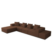 Sheron U Shaped Compressed Sofa Set for Living Room with Spacious Boucle Couch Set Living Rooms, (Brown Fabric) Premium Fabric U Shape Sofa for Living Room