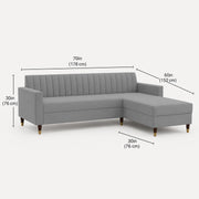 Casaliving Grejoy 4 Seater L Shape Convertible Sofa Set for Living Room, 3 Seater & Ottoman Modular Sectional Couch for Small Space (Aqua Blue) Colour Premium Velvet Fabric Sofa
