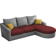 Shrank Round Lounger L Shape 4 Seater Sofa Set for Living Room (Maroon Grey) Fabric Sofa | RHS