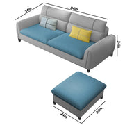 Francis 3 Seater Sofa with Ottoman Set for Living Room (Sky Blue Fabric)