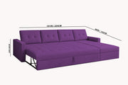 Casaliving Treshta 6 Seater LHS L - Shape Pull-Out Sofa Cum Bed Sofa for Living Room (Dark Grey Fabric Color) Premium Fabric Sofa Set for Living Room Sofa Cum Bed