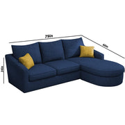 Shrank Round Lounger L Shape 4 Seater Sofa Set for Living Room (Blue) Fabric Sofa | RHS