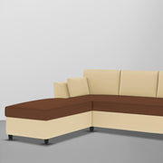 Blustin LHS 4 Seater L Shape Sofa Set for Living Room (Cream Brown Fabric) Premium Fabric Sofa
