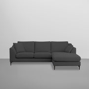 Cortina RHS 4 Seater L Shape Sofa Set for Living Room (Black Colour Fabric) Premium Fabric Sofa