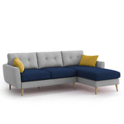 Lizel RHS 4 Seater L Shape Sofa Set for Living Room (Blue Grey Fabric) Premium Velvet Fabric Sofa