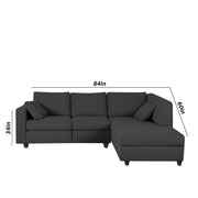 Dorian RHS 4 Seater L Shape Sofa Set for Living Room (Black Fabric) Premium Fabric Sofa