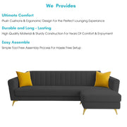 Grayon 3 Seater Convertible Sofa Set for Living Room, 3 Seater & Ottoman Modular Sectional Couch for Small Space (Black Colour) Fabric Sofa Set