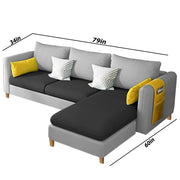 Asser RHS 4 Seater L Shape Sofa Set for Living Room (Black Grey) Premium Fabric Sofa