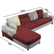 Amanda LHS 6 Seater L Shape,Sofa Set for Living Room (Maroon Grey Fabric)