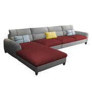 Francis 6 Seater Sofa Set for Living Room (Maroon Grey Fabric) Left Side Sofa
