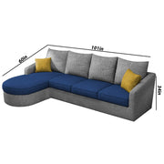Shrank Round Lounger L Shape 6 Seater Sofa Set for Living Room (Blue Grey) Fabric Sofa | LHS