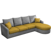 Shrank Round Lounger L Shape 6 Seater Sofa Set for Living Room (Yellow Grey) Fabric Sofa | LHS