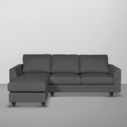 Danver LHS 4 Seater L Shape Sofa Set for Living Room (Dark Grey Fabric) Premium Fabric Sofa