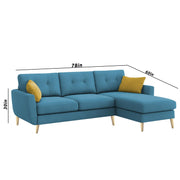Lizel RHS 4 Seater L Shape Sofa Set with Center Table for Living Room (Turquise Fabric) Premium Velvet Fabric Sofa