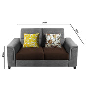 Nancy 2 Seater Sofa Set for Living Room | Color - Brown Grey
