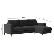 Charmi RHS 4 Seater L Shape Sofa Set for Living Room (Black Fabric) Premium Fabric Sofa