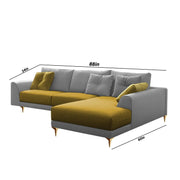 Viva RHS 6 Seater L Shape Sofa Set for Living Room (Yellow Grey) Premium Fabric Sofa