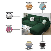 Andon 4 Seater L Shape Sofa Set for Living Room (Green Fabric) Right Side Sofa