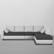 Dorian RHS 6 Seater L Shape Sofa Set for Living Room (Black Grey Fabric) Premium Fabric Sofa