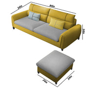 Francis 3 Seater Sofa with Ottoman Set for Living Room (Yellow Grey Fabric)