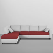 Dorian LHS 6 Seater L Shape Sofa Set for Living Room (Maroon Grey Fabric) Premium Fabric Sofa