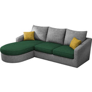 Shrank Round Lounger L Shape 4 Seater Sofa Set for Living Room (Green Grey) Fabric Sofa | LHS