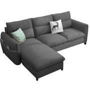 Andon 4 Seater L Shape Sofa Set for Living Room (Dark Grey Fabric) Left Side Sofa