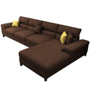 Anver 5 Seater L Shape Sofa Set for Living Room (Brown) Right Side