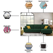 Antonio LHS 4 Seater L Shape Sofa Set for Living Room (Green Premium Fabric)